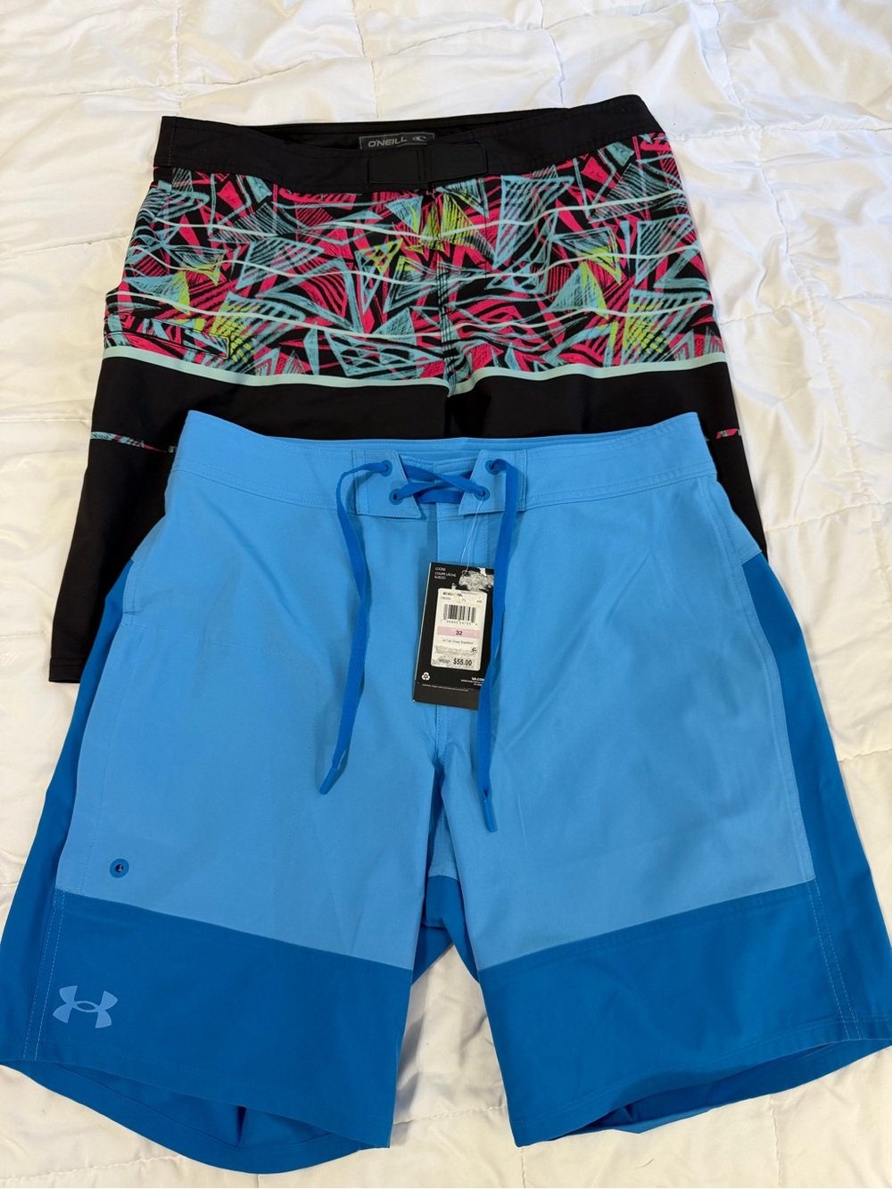 NWT Under Armour Men’s Blue Colorblock Board Shorts & Like New O’neill Size 32
